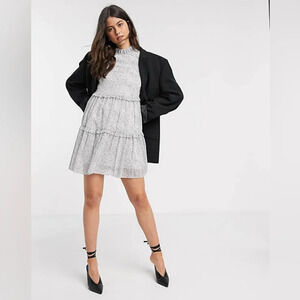 Ted Baker London Phenia Subtle Long Sleeve Ruffled Tiered Boho Casual Mini Dress